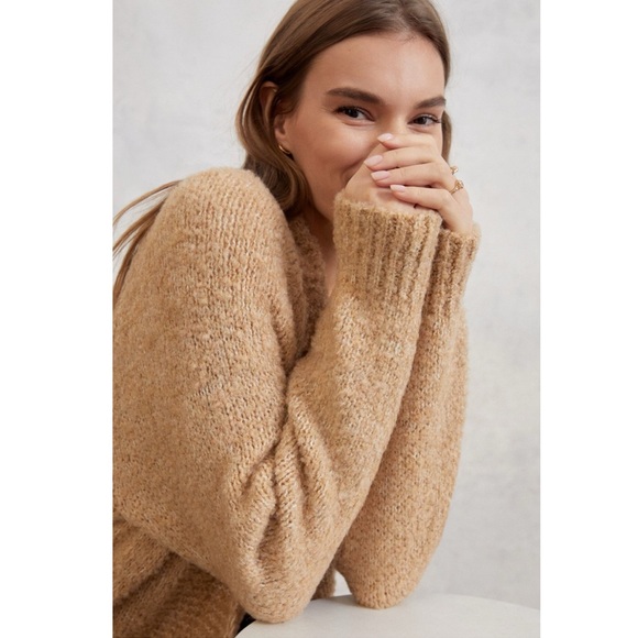 BY ANTHROPOLOGIE Lilla Longline Tan Wool Blend Knit Duster Cardigan L Coastal - Picture 6 of 12